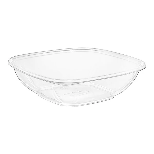 Fineline 24oz Medium Square PET Clear Salad Bowl