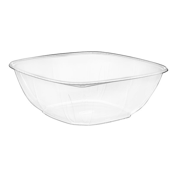 Fineline 48oz Large Square PET Clear Salad Bowl