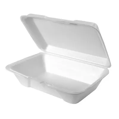 Genpak 9"x6"x3" White Foam Hinged Container