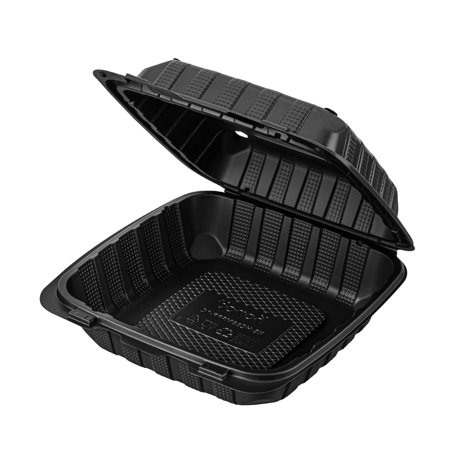 8"x8" Black Mineral Filled Hinged Container 1 Compartment