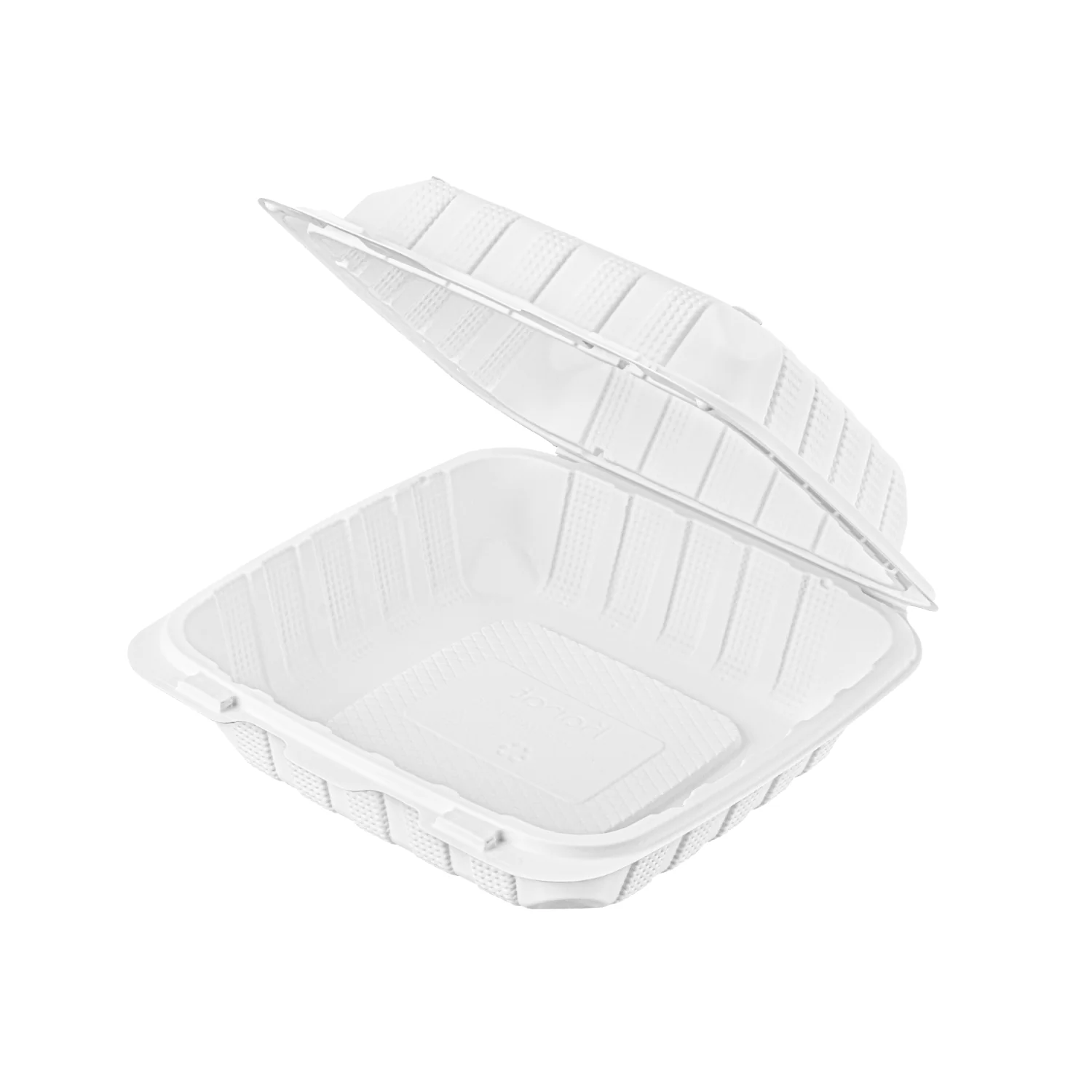 8"x8" White Mineral Filled Hinged Container 1 Compartment