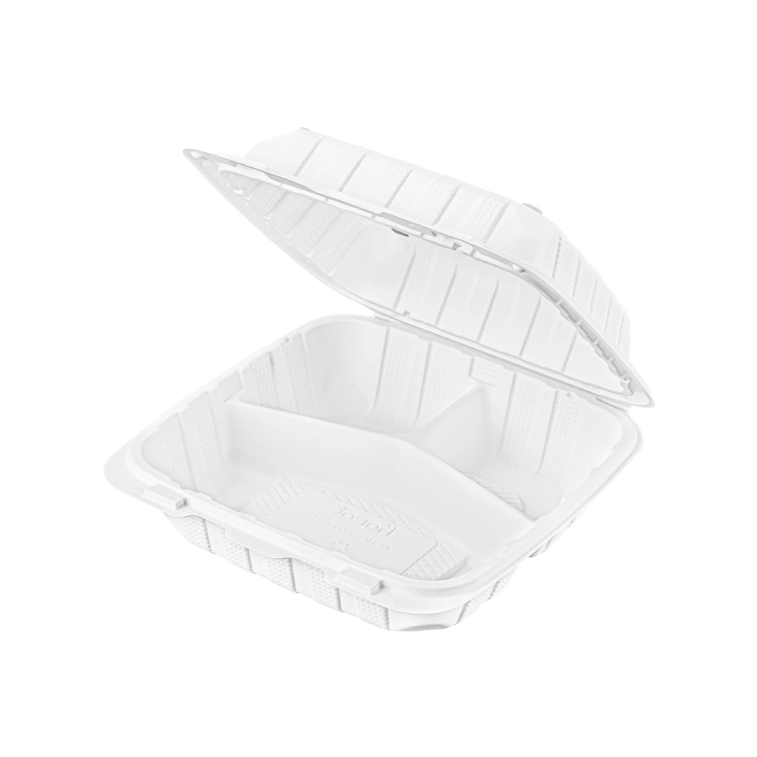 8"x8" White Mineral Filled Hinged Container 3 Compartment