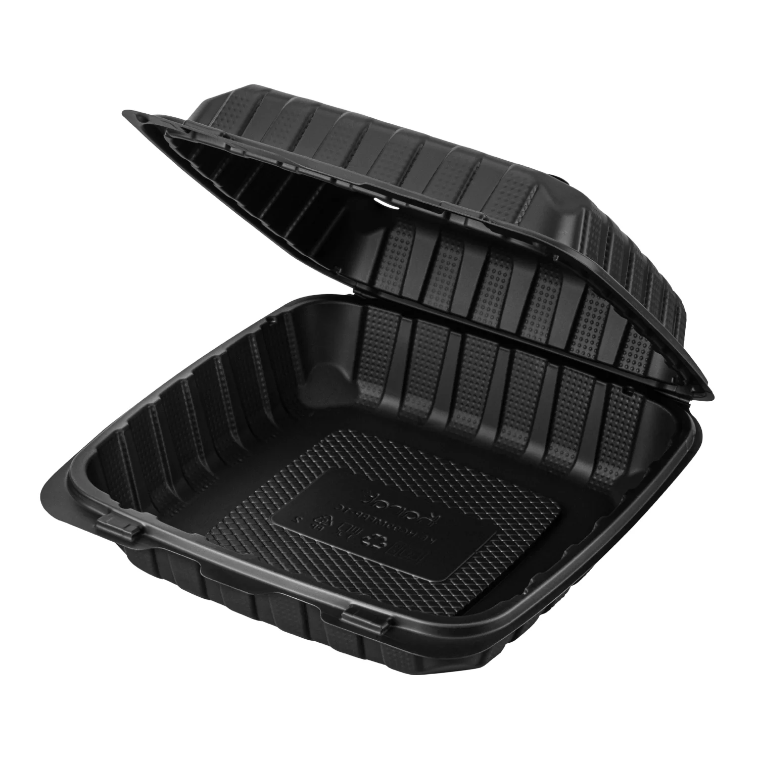 9"x9" Black Mineral Filled Hinged Container 1 Compartment