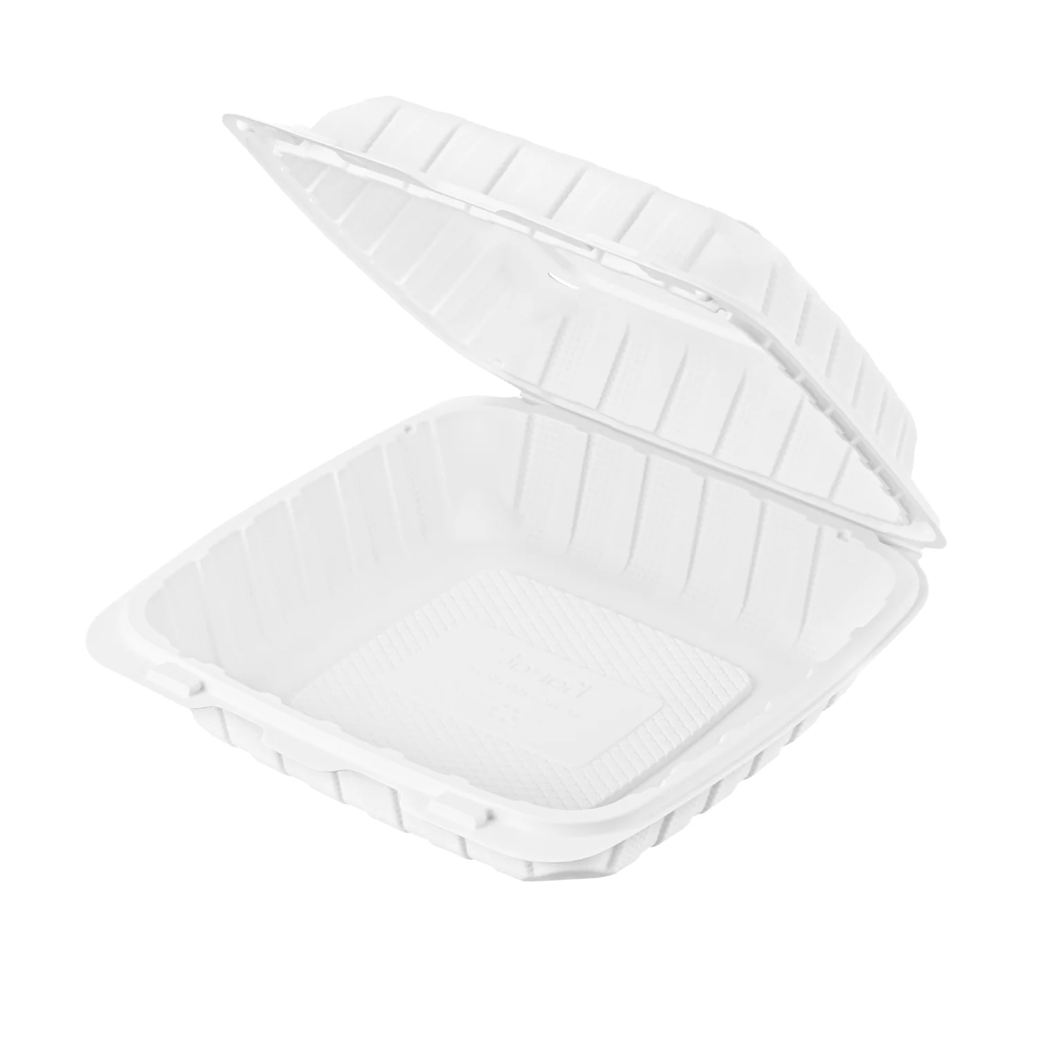 9"x9" White Mineral Filled Hinged Container 1 Compartment