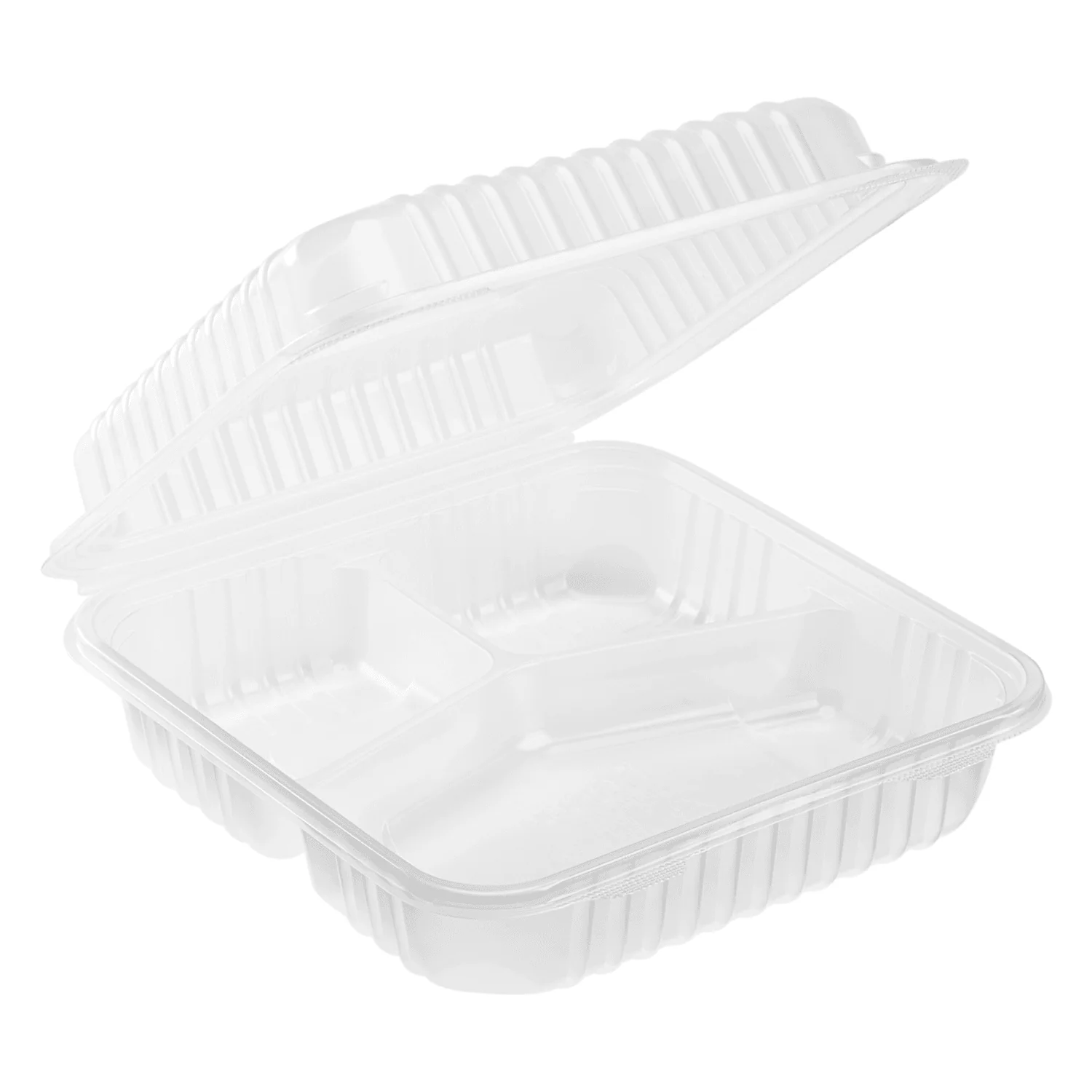 Karat 9"x9" PP Clear Hinged Container (3 Compartment)