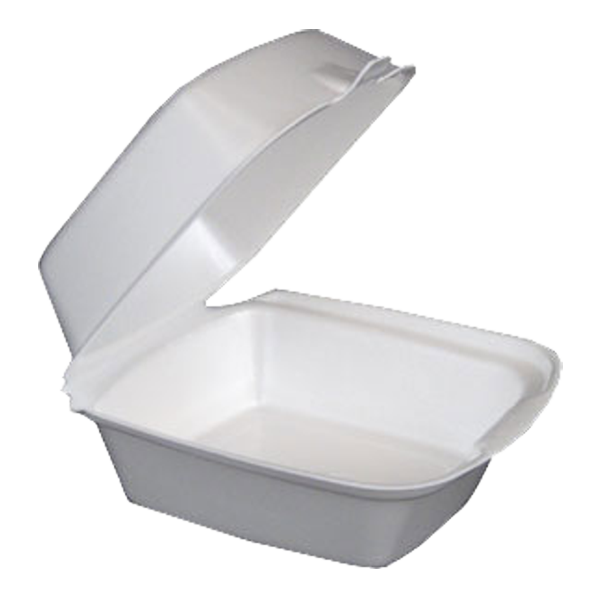 Reyma 6"x6" White Foam Hinged Hamburger Container