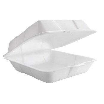 Reyma 8"x8" White Foam Hinged Container 1 Compartment