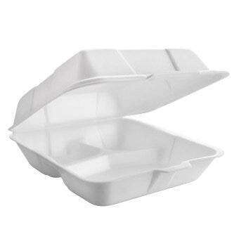Reyma 9"x9" White Foam Hinged Container 3 Compartment