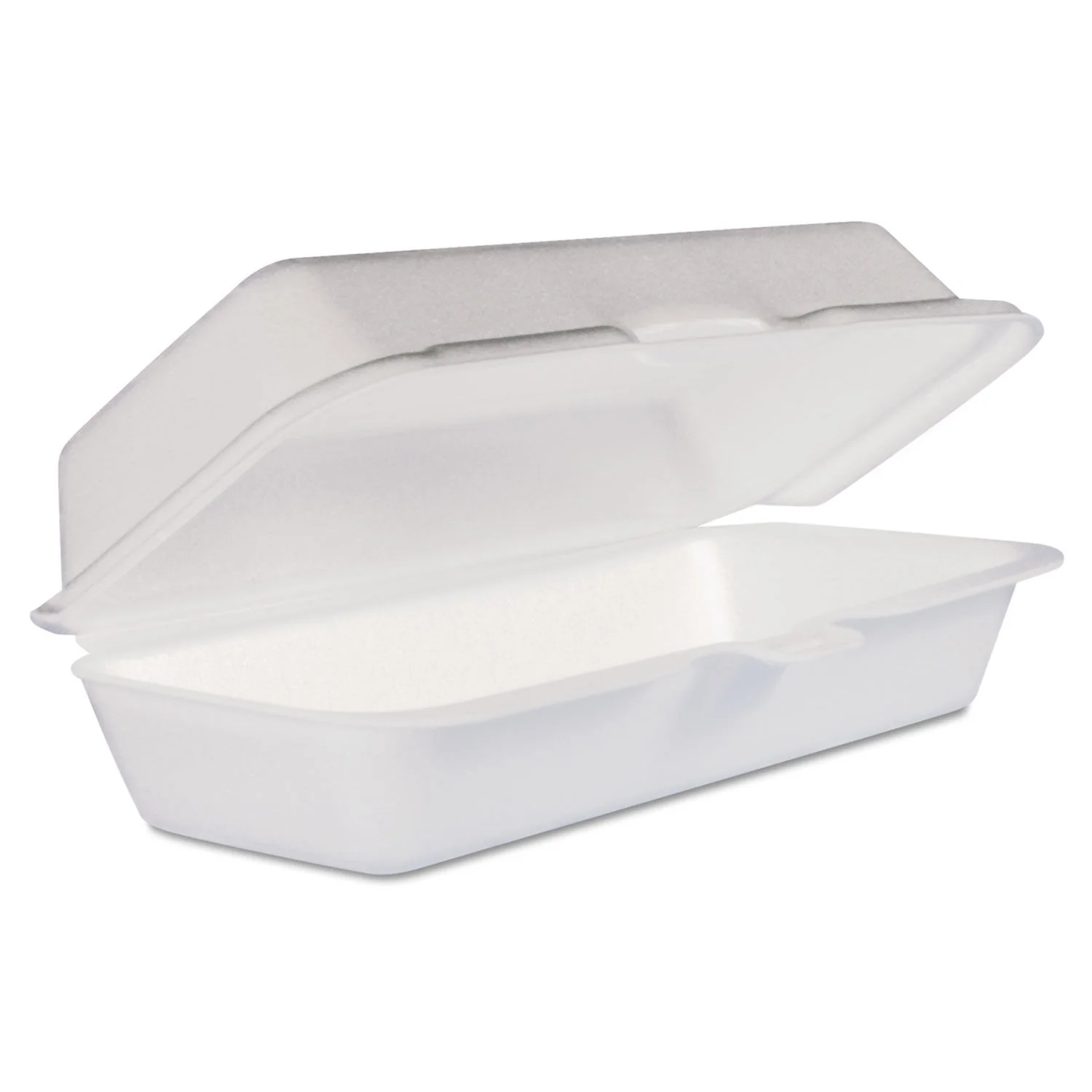 Reyma 3.5"x7.5"x2.5" White Foam Hinged Hot-Dog Container