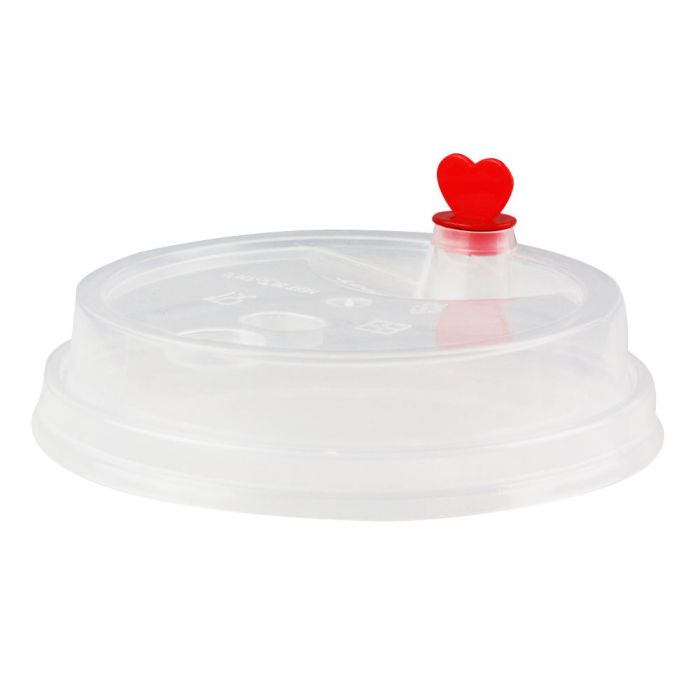 Clear Sipper Dome Lids With Heart Stopper for 24oz Tall Premium PP Plastic Cup 90mm