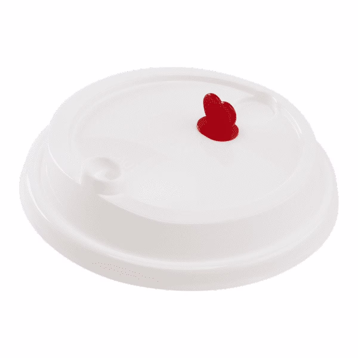 White Sipper Dome Lids With Heart Stopper for 24oz Tall Premium PP Plastic Cup 90mm