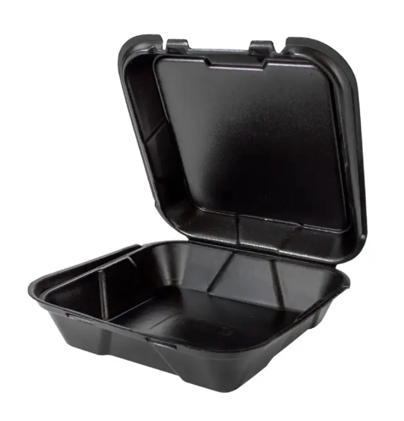 Genpak 9"x9" Black Foam Hinged Container 1 Compartment