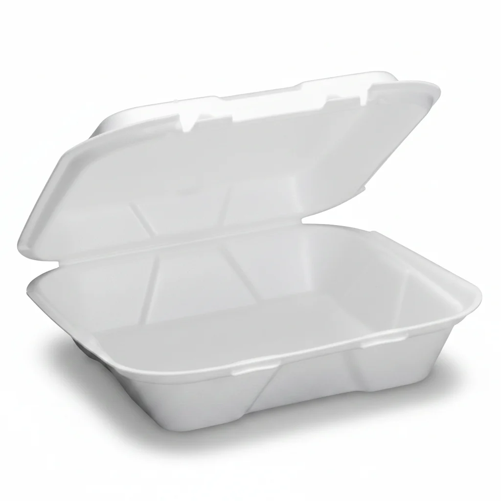 Genpak 8"x8" White Foam Hinged Container 1 Compartment